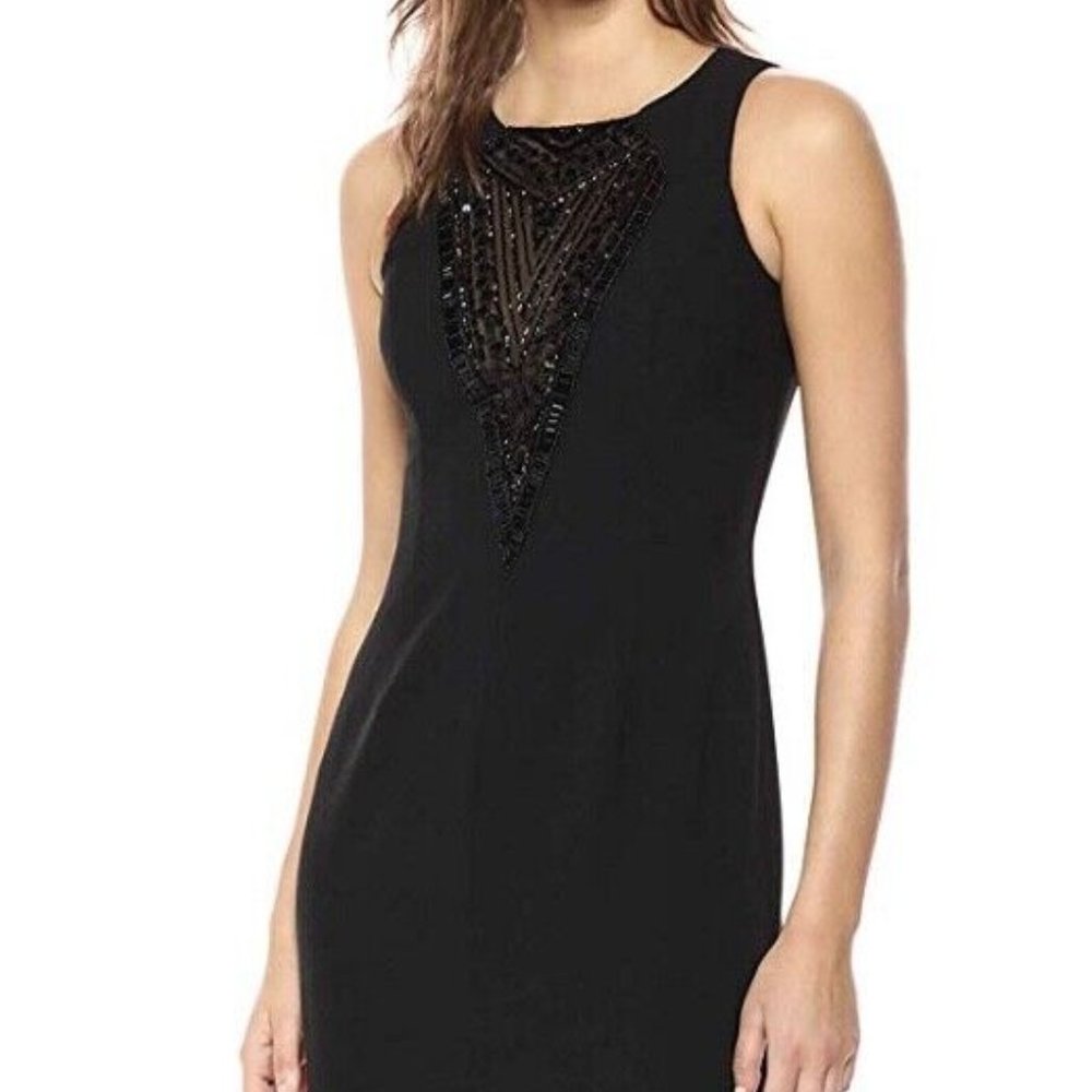New VINCE CAMUTO Elegant BLACK Maxi Gown Embellished Long Dress size 4